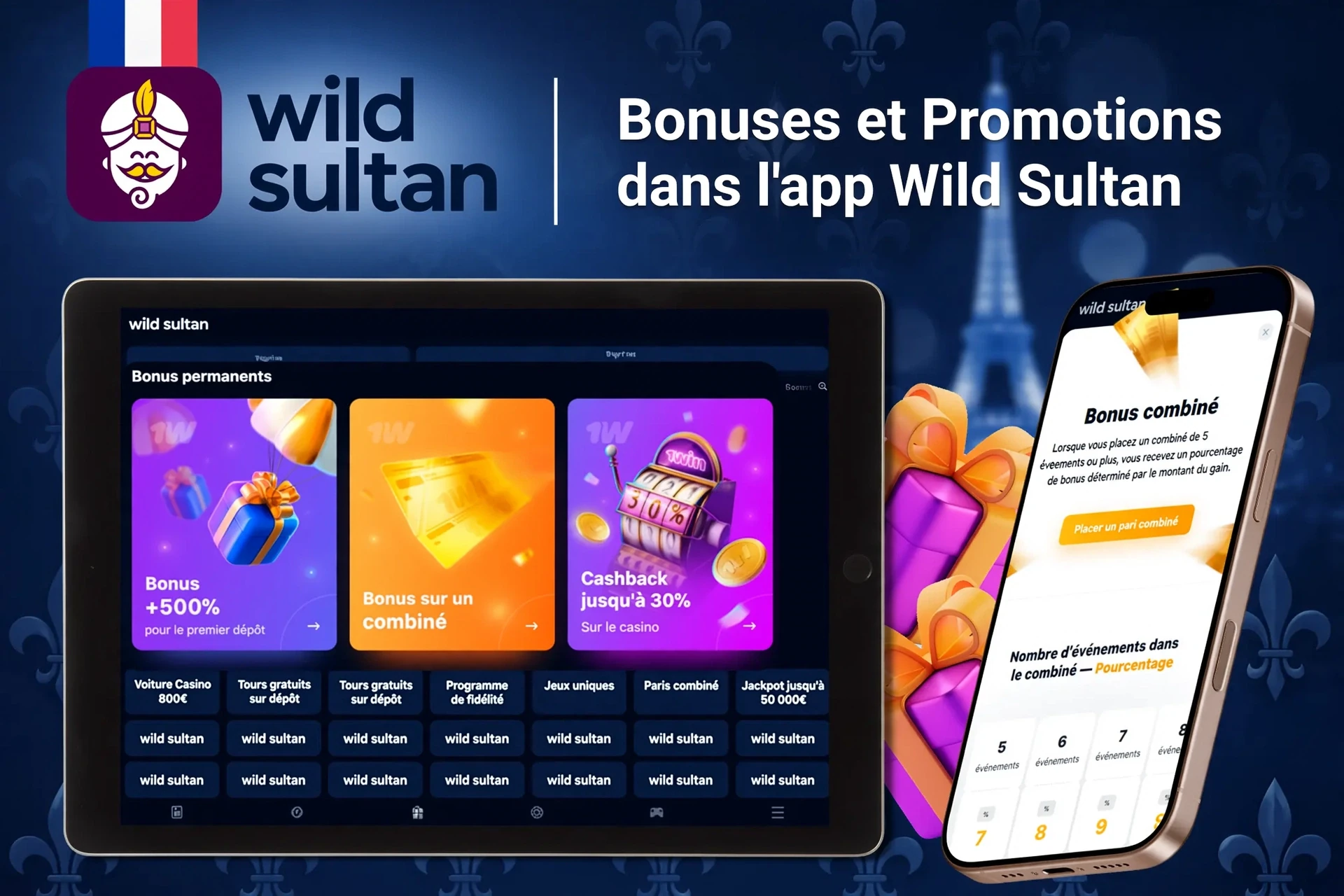 Processus d'inscription sur l'application mobile Wild Sultan avec options de connexion sociale