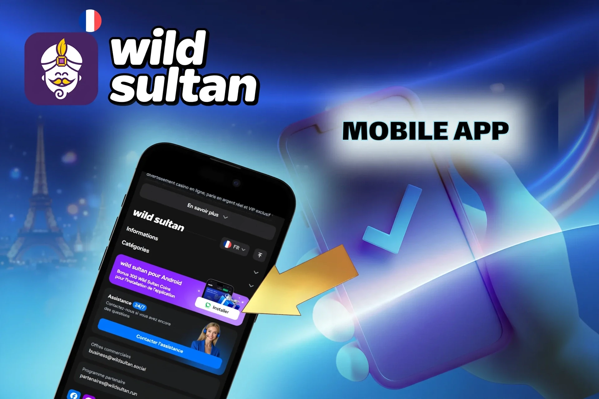 L'application mobile Wild Sultan — un moyen simple de parier et de jouer aux jeux de casino depuis votre téléphone en France.
