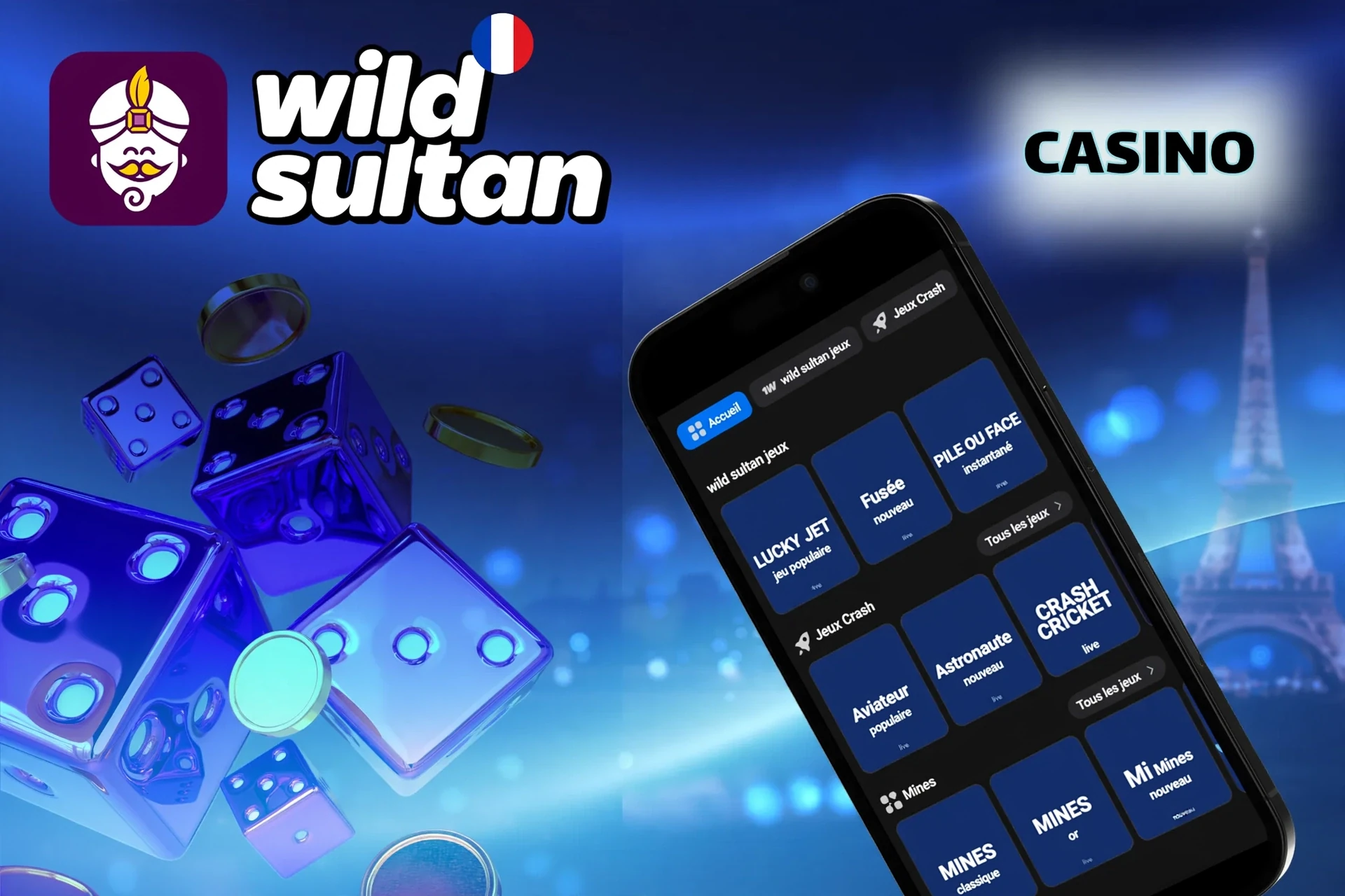 Section du casino Wild Sultan présentant des machines à sous populaires et des jeux de table des meilleurs fournisseurs.