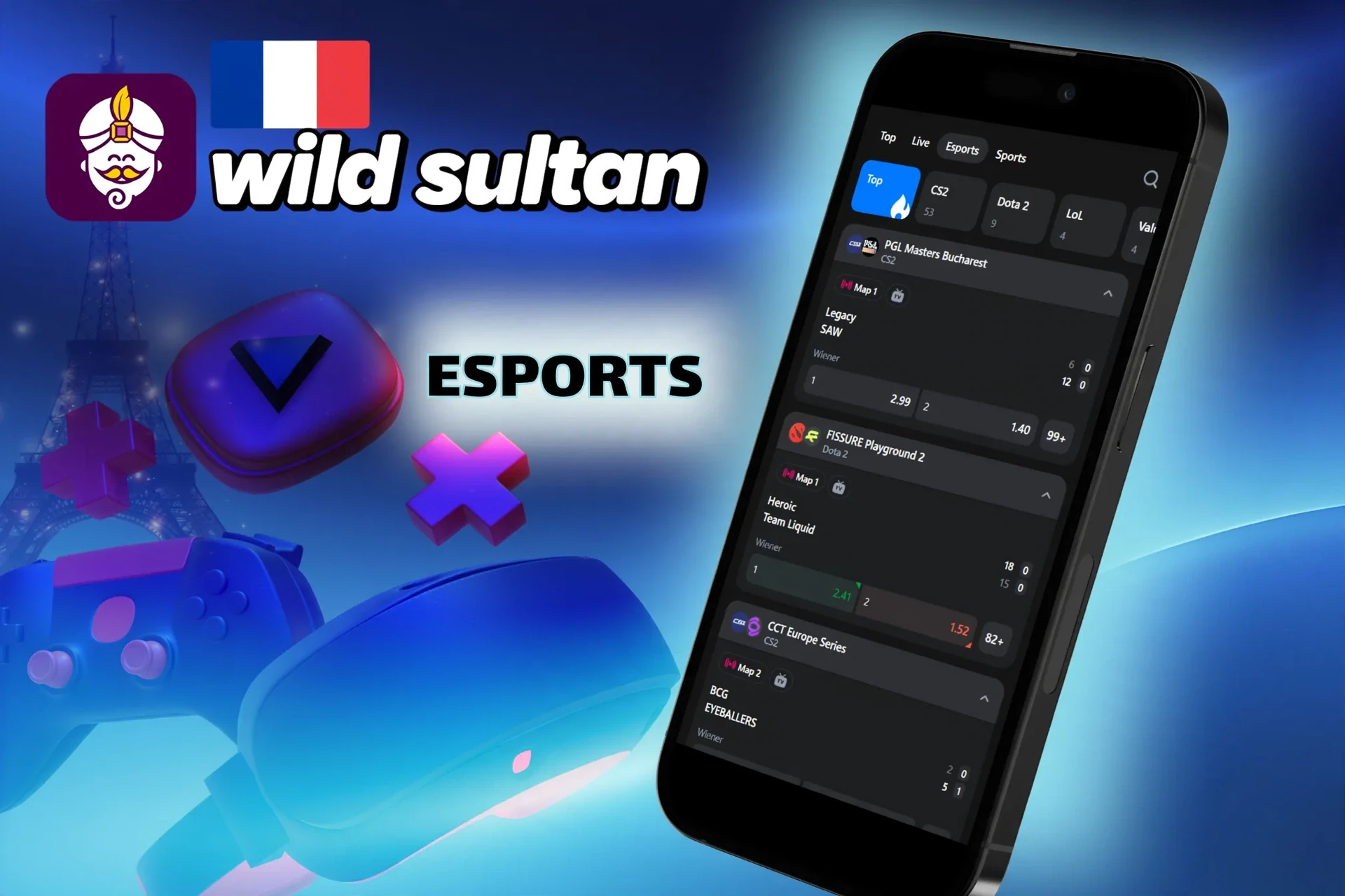 Disciplines et tournois esports disponibles pour les paris sur la plateforme Wild Sultan.
